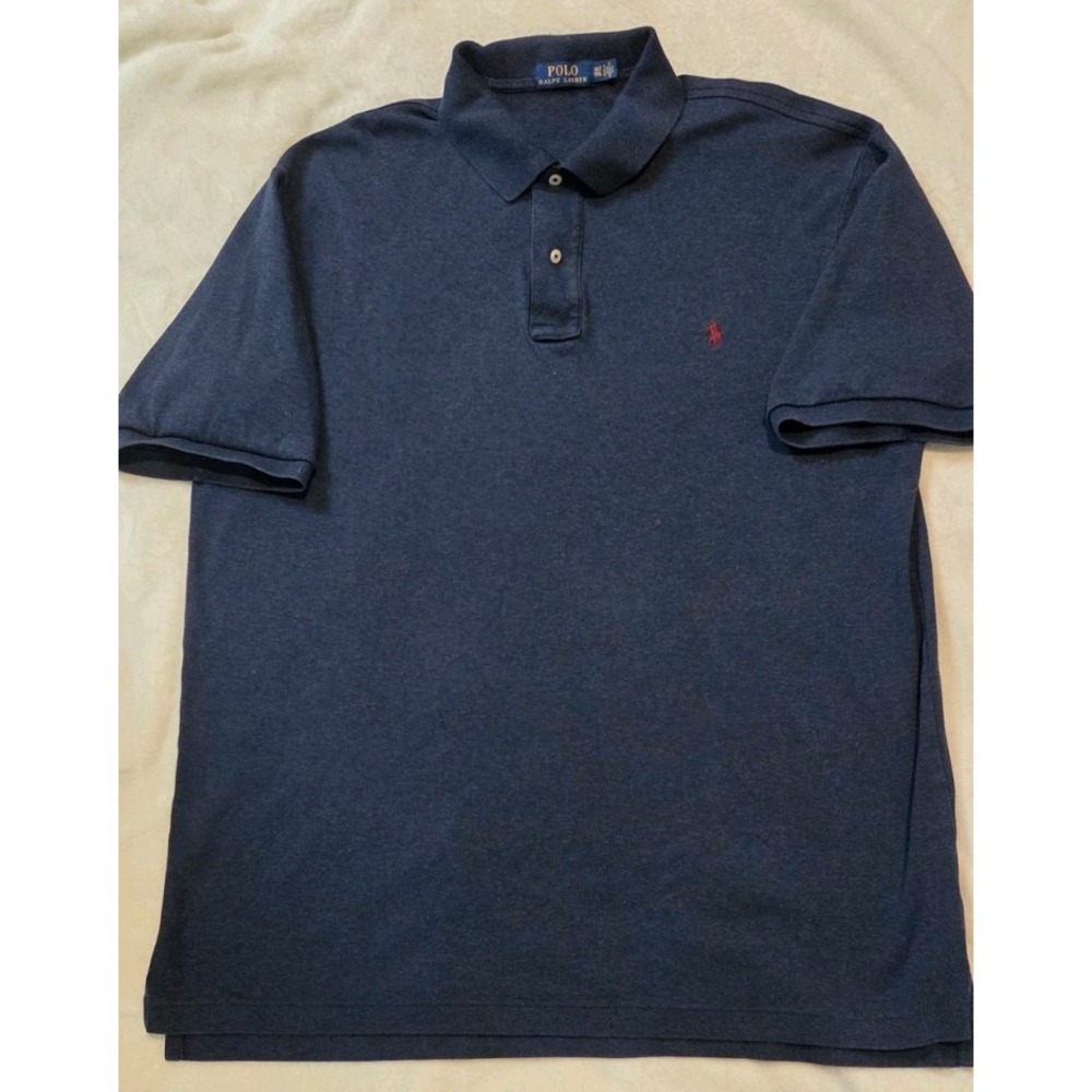 POLO RALPH LAUREN MENS SHORT SLEEVE NAVY BLUE POLO SIZE XLT